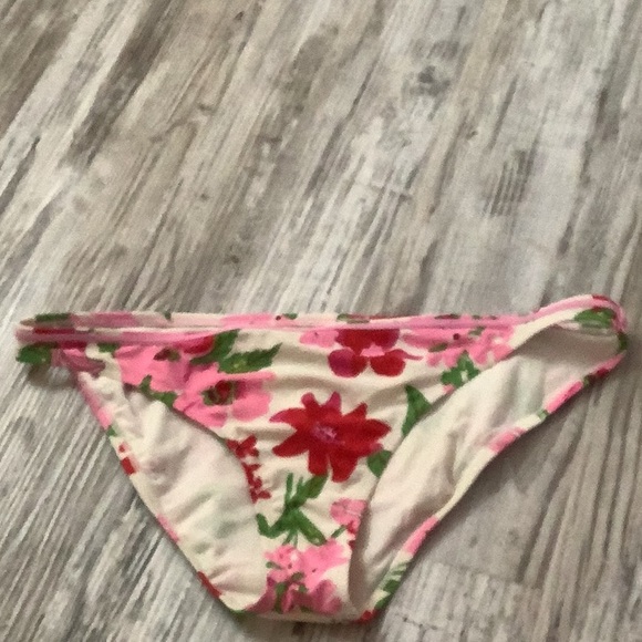 No boundaries bikini bottom pink green red white size XL(15) stretchy flower - Picture 1 of 5